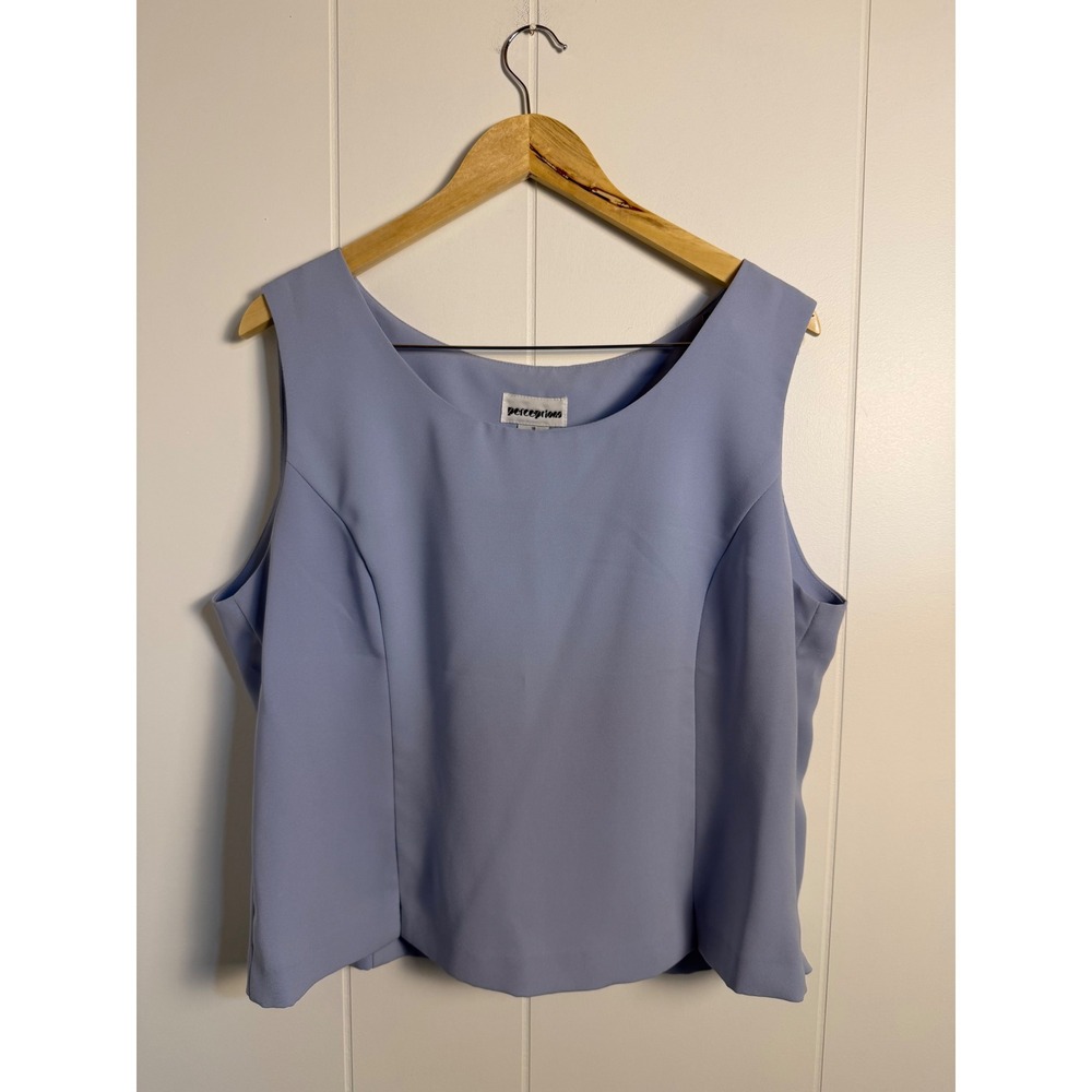 Corporate Perceptions Sleeveless Blouse‎ 18 Periwinkle Blue Zip Top Careerwear
